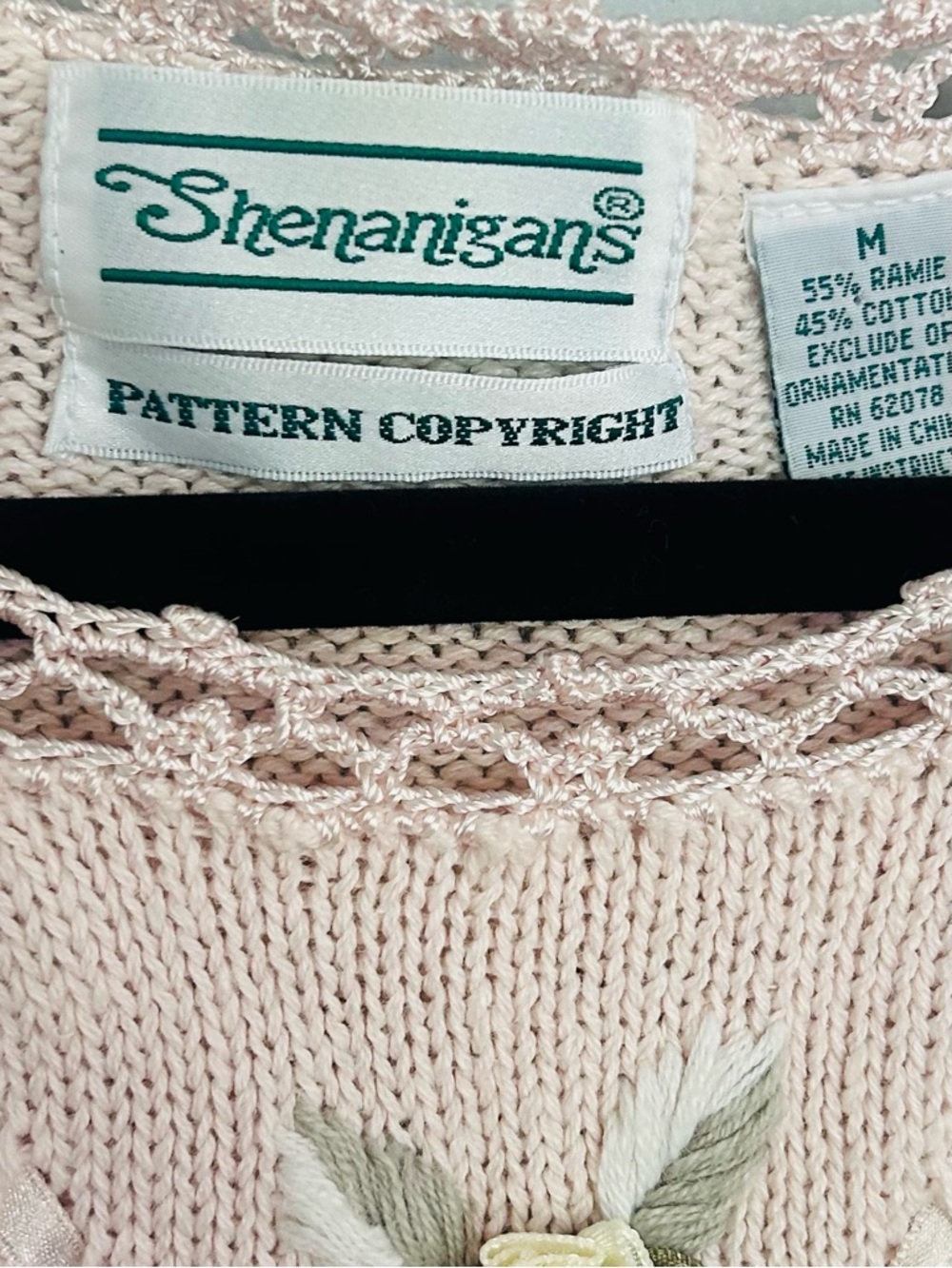 Vtg Shenanigans Cottagecore Floral Sweater M Pink Coquette Anthropologie Style - Picture 9 of 10